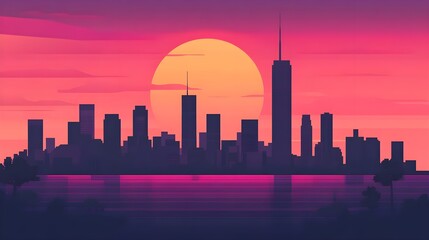 Obraz premium City Skyline Sunset