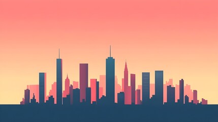 Obraz premium City Skyline Sunset