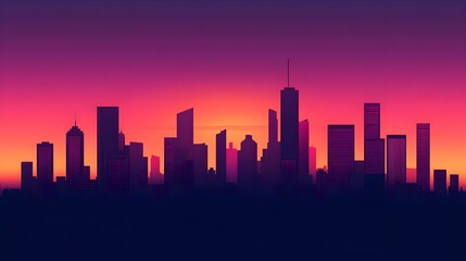 Obraz premium City Skyline Sunset Silhouette