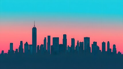 Obraz premium City Skyline Sunset Silhouette