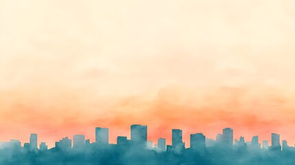 Obraz premium City Skyline Watercolor Sunset