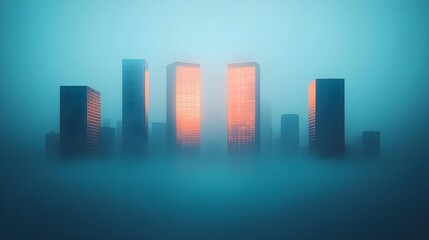 Fototapeta premium Cityscape Fog Sunrise