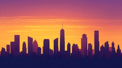 Fototapeta premium Cityscape Silhouette Sunset