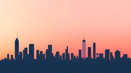 Naklejka premium Cityscape Silhouette Sunset