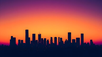 Naklejka premium Cityscape Silhouette Sunset
