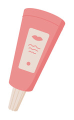 Sticker tube cosmetic product for lip care in flat style. Simple design with organic color enhances beauty and skincare themes. Suitable for cosmetic marketing and beauty branding.