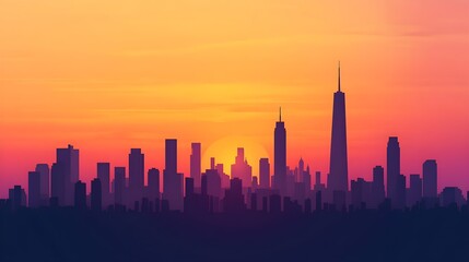 Obraz premium Cityscape Sunset Silhouette