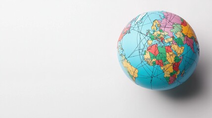 Promoting international cooperation through global connectivity world map visual educational content minimalist environment aerial view concept of unity and collaboration