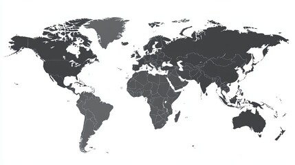 A simple, detailed, political map of the world with country borders.