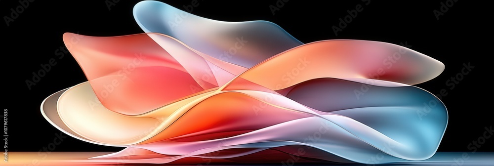 Poster abstract fluid gradient sculpture with soft colorful waves