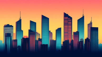 Obraz premium Cityscape Sunset Skyline