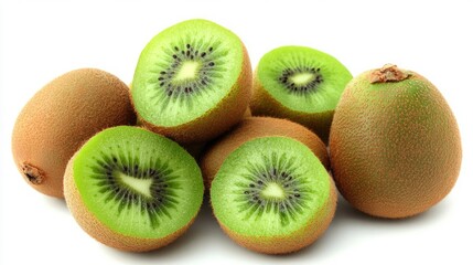 Fototapeta premium Fresh assortment of kiwis on a white background