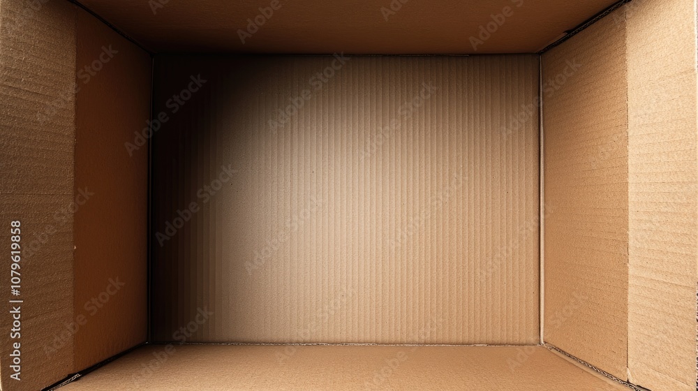 Poster opened empty cardboard box with ample copy space for delivery concepts top view