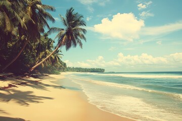 Idyllic Tropical Beach with Palm Trees and Turquoise Waters.