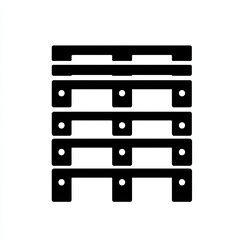 A simple line design depicting a black pallet on a white background, illustrating concepts of storage, logistics, and design in a clear, minimalist style