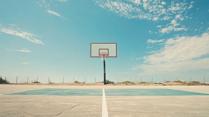 Outdoor basketball court beneath a clear sky Active lifestyle and sports theme