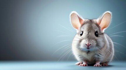 Cute Chinchilla Sitting on Plain Background