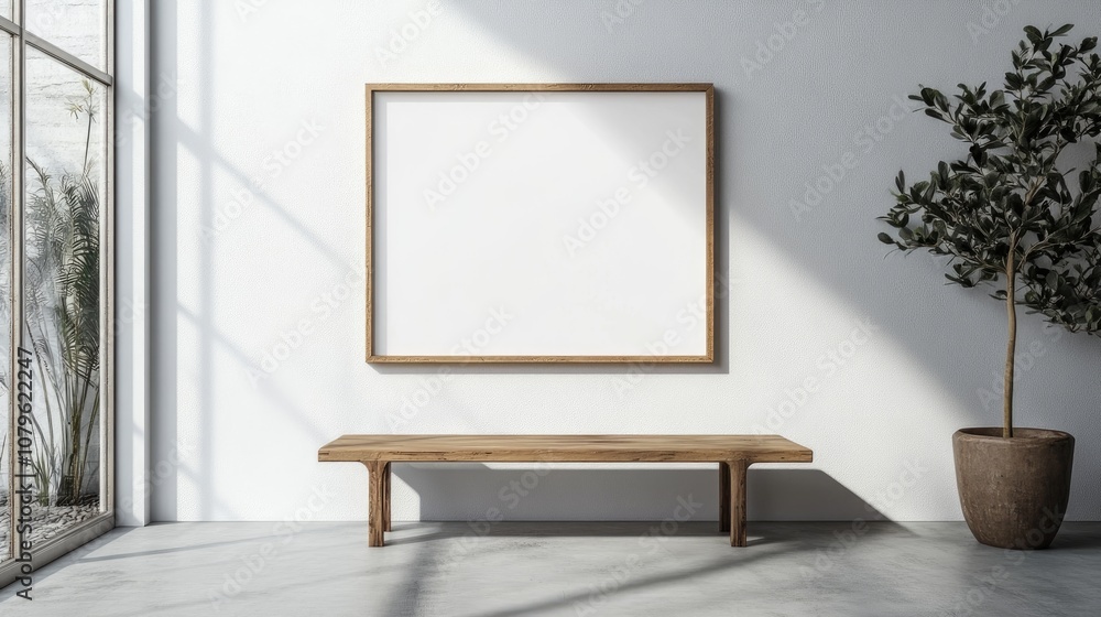 Poster high resolution mockup of a blank framed artwork displayed in a gallery setting