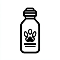 This design showcases a minimalist pet water bottle icon. It features a paw print illustration, making it ideal for pet-related themes and applications