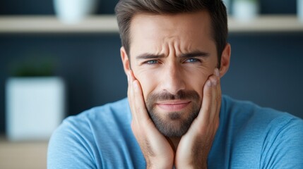 Fototapeta premium Man Suffering from Acute Toothache and Facial Swelling