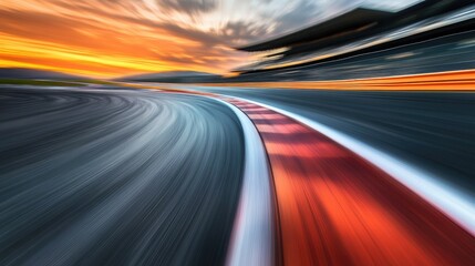 Motion blurred racetrack with a warm ambiance