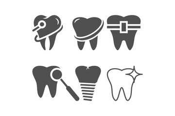 Dental icon logo design template isolated illustration set