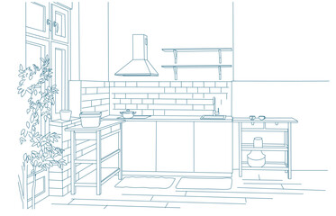  Interior of clean kitchen at home