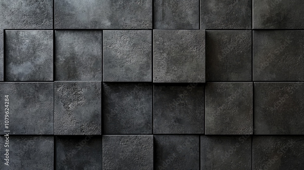 Poster black stone concrete texture background in anthracite color with a square pattern