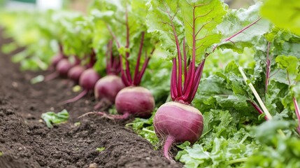 vibrant organic beetroots thriving in a garden showcasing agricultural practices