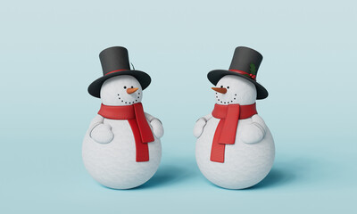 머플러와 모자를 쓴 눈사람. Snowman with Muffler and Hat