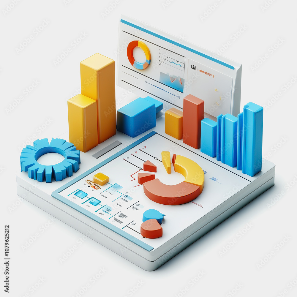 Aufkleber colorful and detailed data visualization with graphs and charts, ideal for business and marketing an