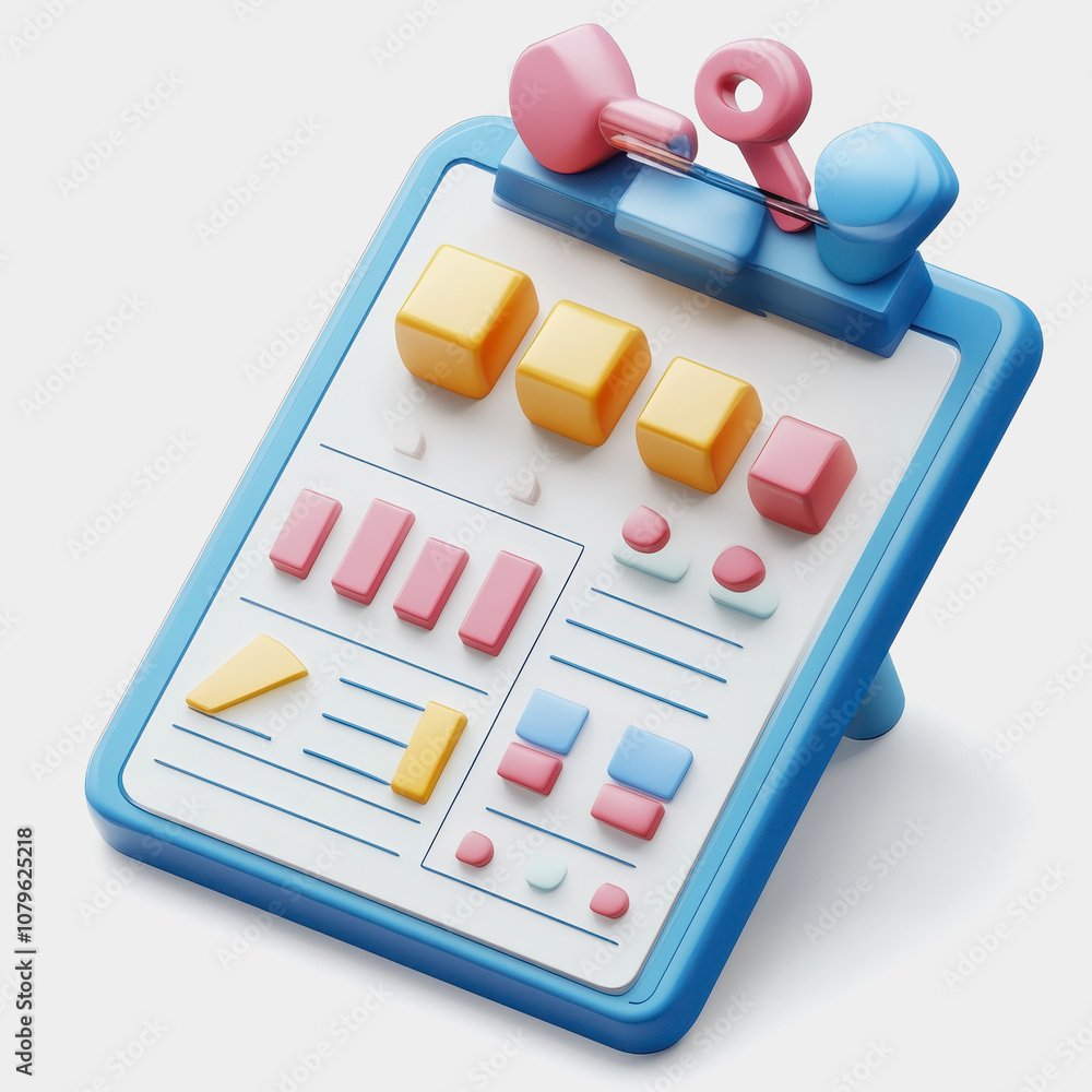 Poster colorful and playful concept of an abstract graphic design board with various shapes and decorative 