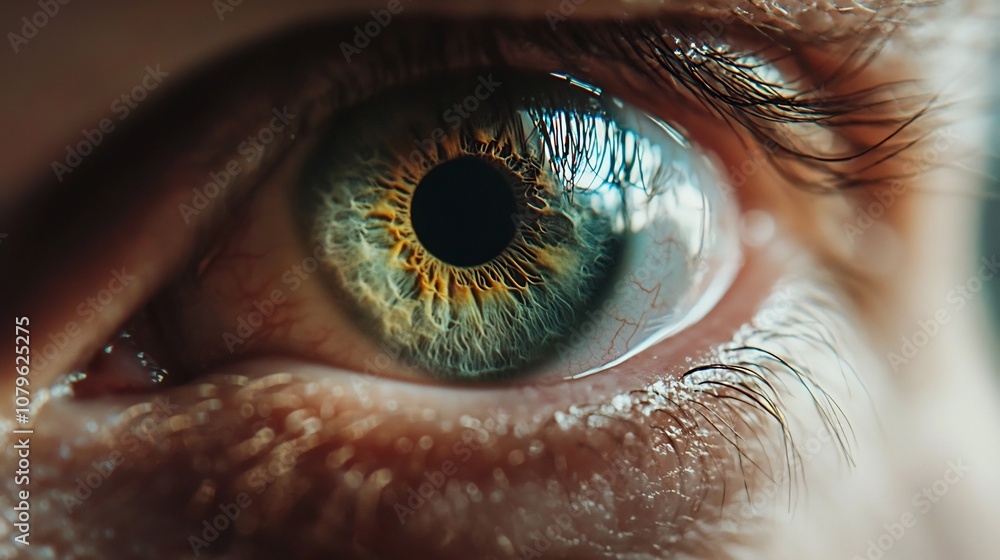 Aufkleber closeup view of retina scanning technology used for high security identity verification and authenti