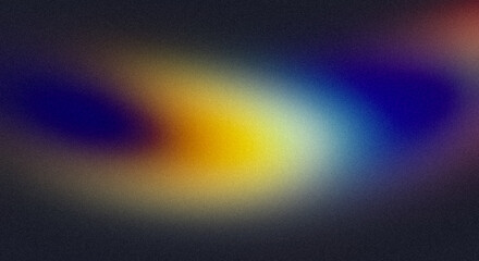 Retro color grainy gradient backdrop design. Abstract soft bue orange red color noisy gradient, vibrant colors, glowing color flow, bright, shine, noise texture, banner, poster