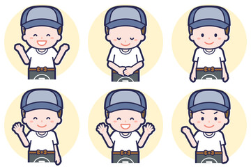 八百屋の男性のポーズセット_02