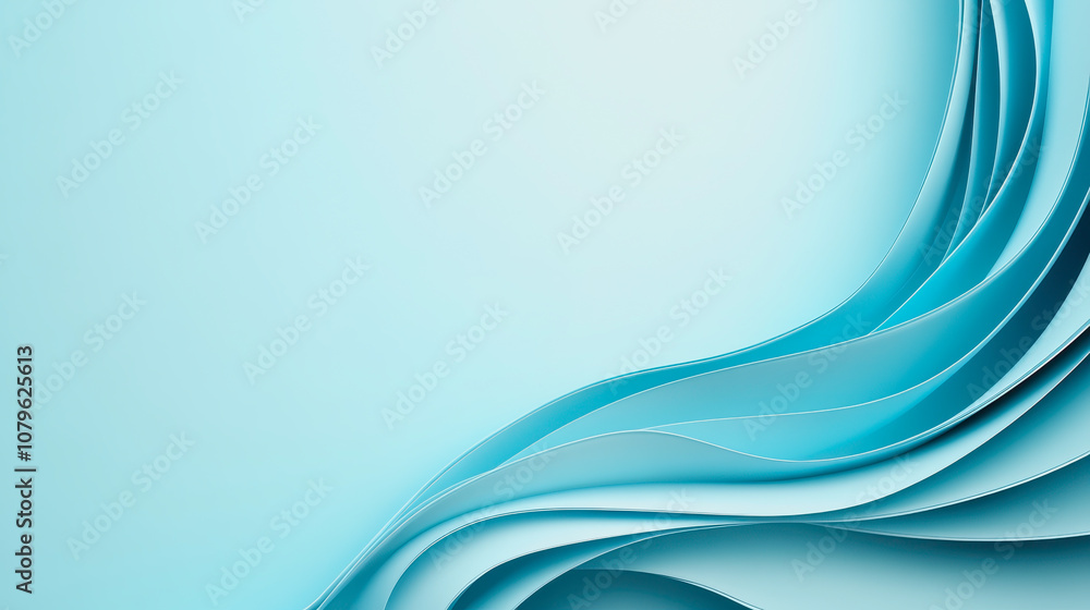Poster abstract light blue wave background with flowing layers, ideal for modern design, creative projects,