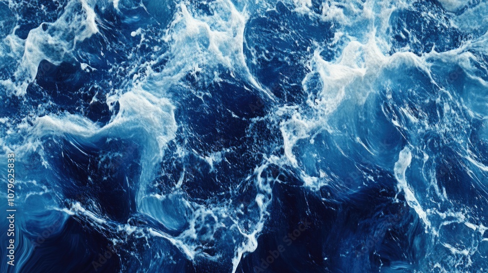Poster abstract depiction of swiftly flowing water waves the blue waves and white splashes create distincti
