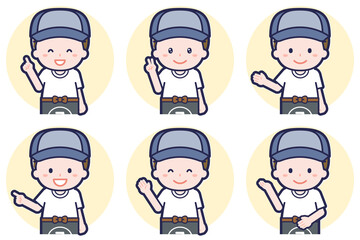 八百屋の男性のポーズセット_03