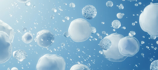 winter snow water circle ball on blue background, bubble 13