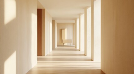 Modern minimalist hallway featuring light natural materials