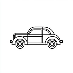 Fototapeta premium This vintage car icon showcases a classic design, illustrated in a clean line art style. It captures the essence of retro automobiles in a minimalist form