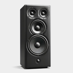 Obraz premium High-Quality Black Tower Speaker with Multiple Woofers and Tweeters Perfect for Home Audio and Music Enthusiasts, Ideal for Modern Interior Design Styles