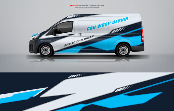 Universal Racing Car wrap livery design for van and other types of cars with blue background
