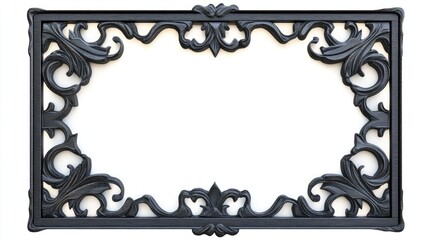 Rectangular black wooden frame with cut out design