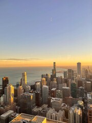 chicago skyline at sunset 