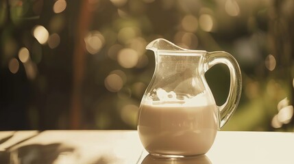 The Charming Glass Jug Filled with Milk: A Symbol of Nourishment