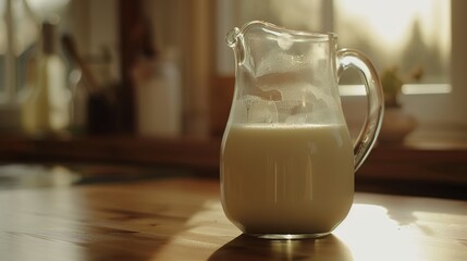 The Charming Glass Jug Filled with Milk: A Symbol of Nourishment