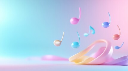 Fototapeta premium Colorful 3D Music Notes on Soft Background