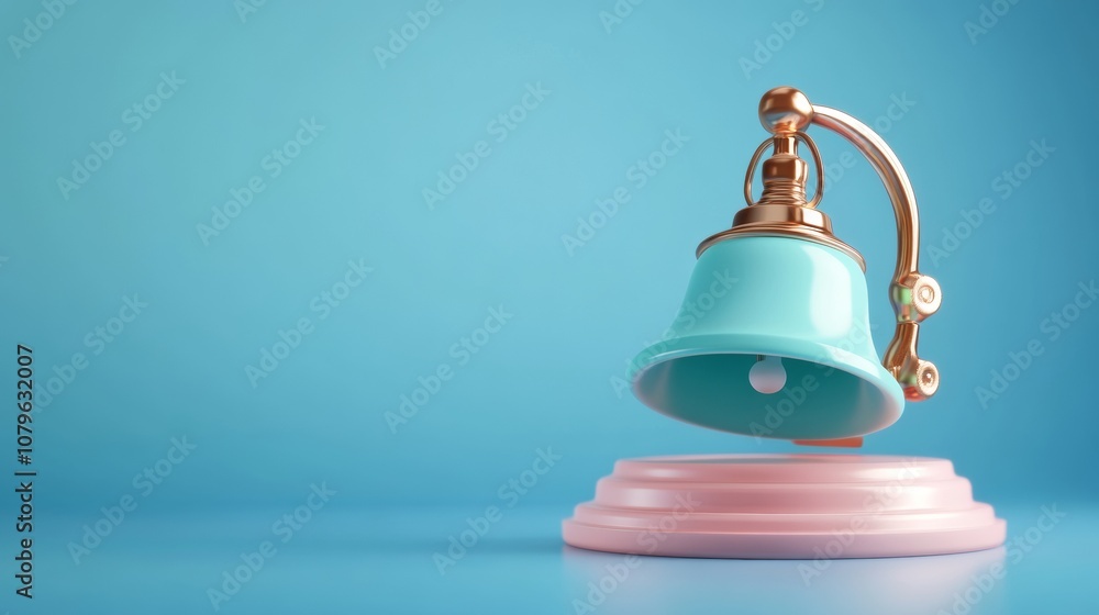 Poster 3d empty notification bell in light color style