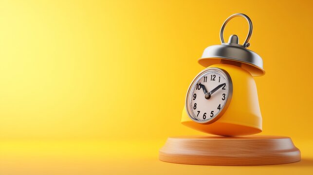 Vibrant 3D Alarm Clock on Yellow Background